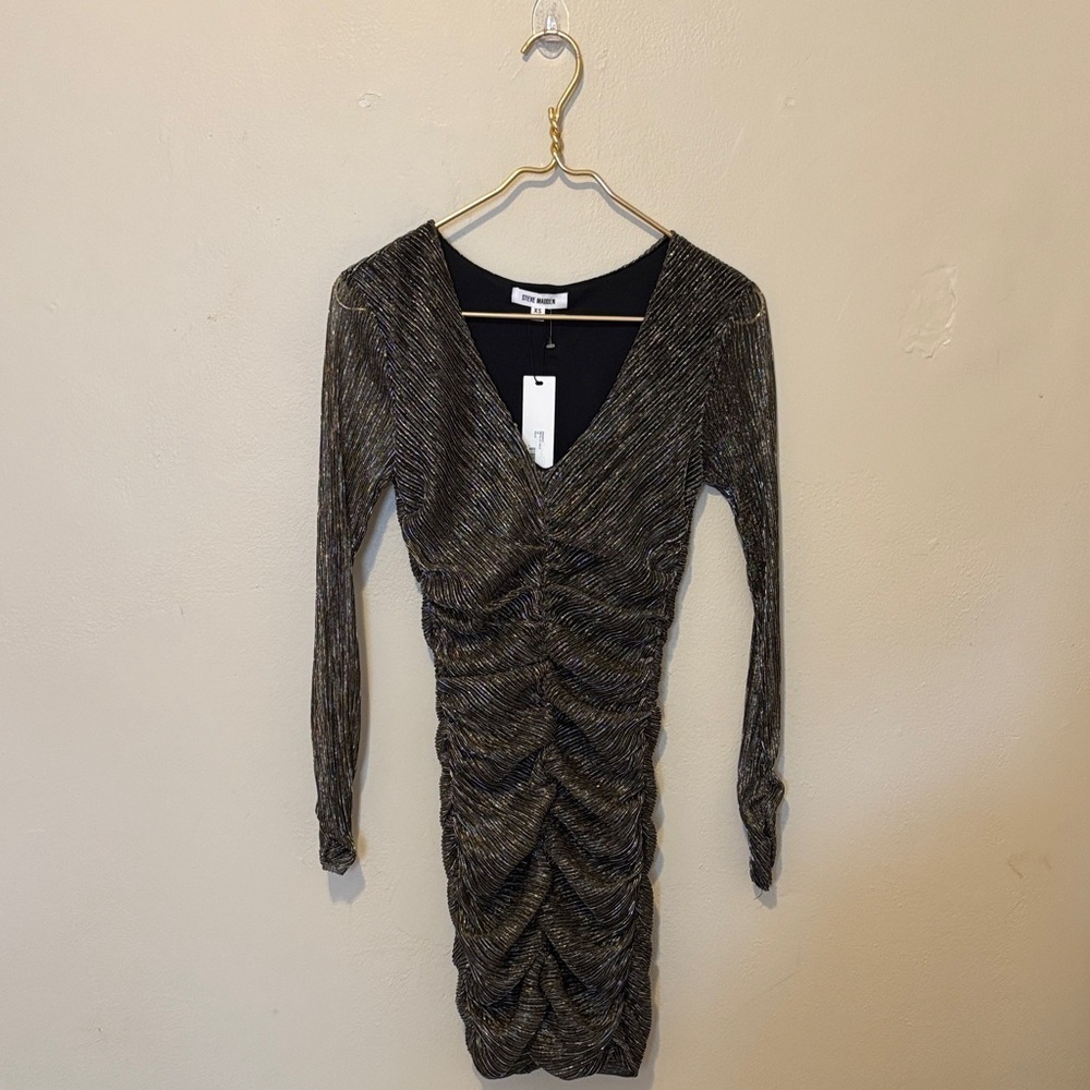 Steve Madden Black and Gold Long Sleeve Dress